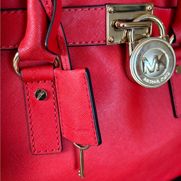 Michael Kors Hamilton Mandarin Red Satchel Bag - Picture 5 of 11